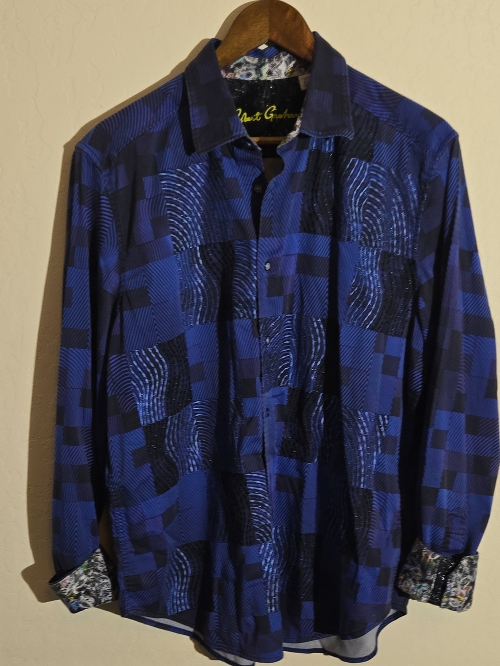 Robert Graham Blue & Black Geometric Button-Down Shirt